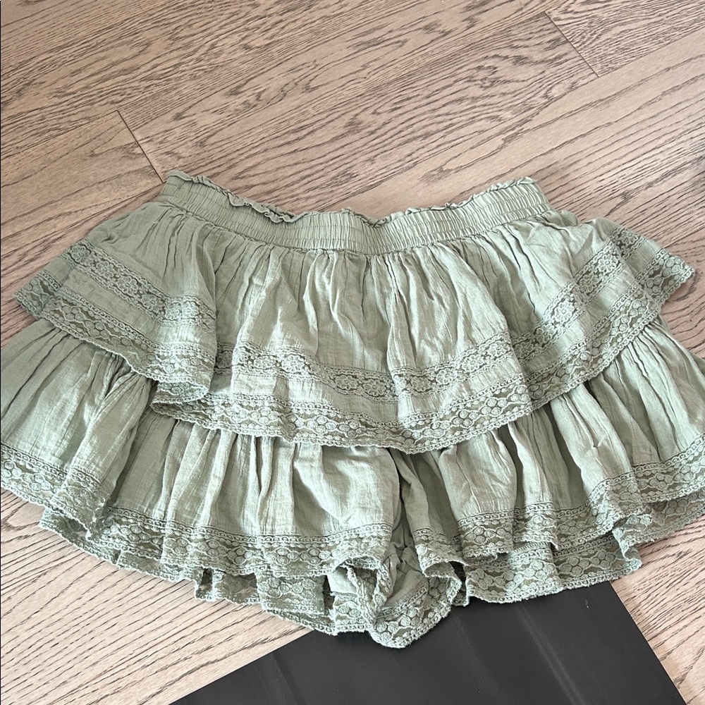 American Eagle Light Sage Tiered Ruffle Women's Skirt